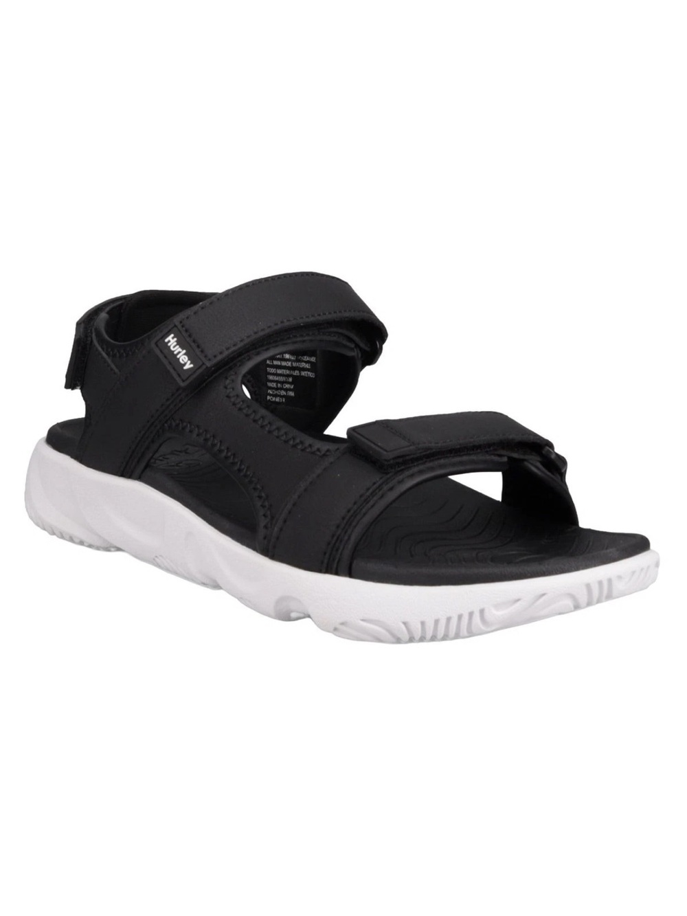Hurley Black Sport Sandals with White Sole